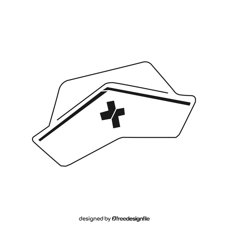 Nurse hat drawing black and white clipart