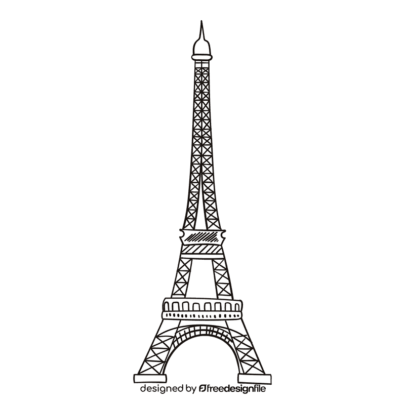 Eiffel Tower black and white clipart