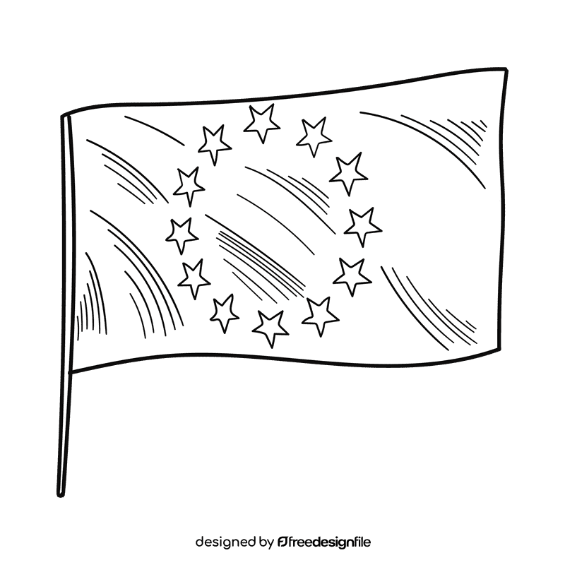EU flag black and white clipart