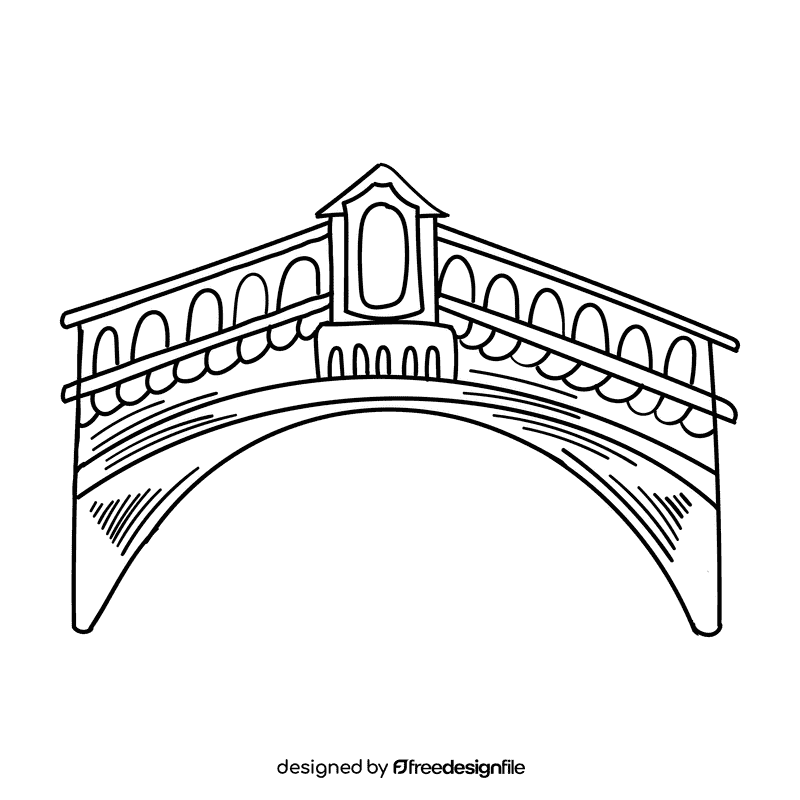 Rialto bridge black and white clipart