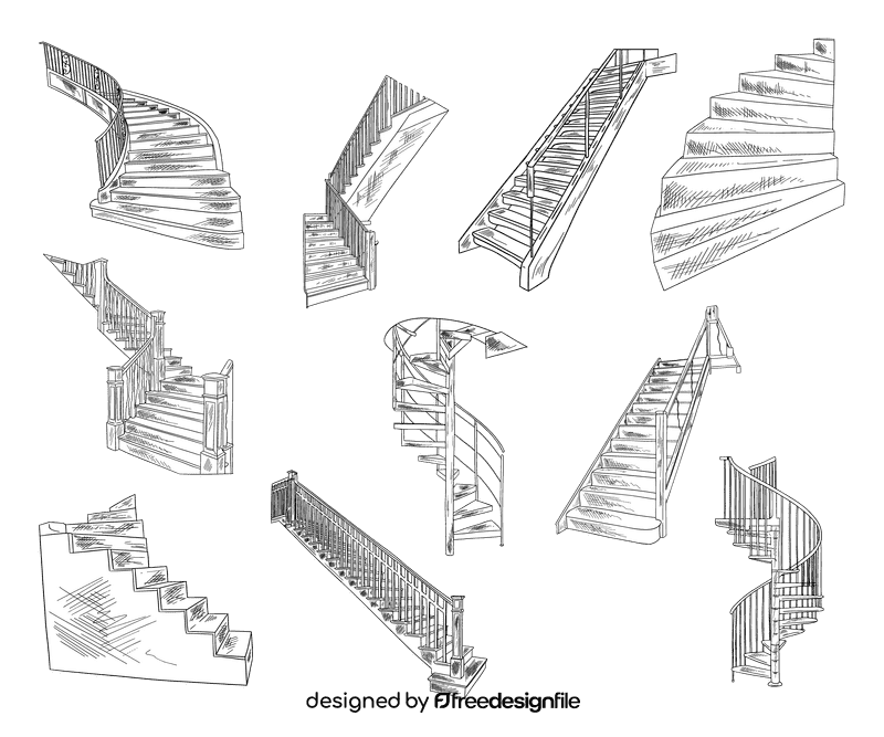 Staircase black and white vector