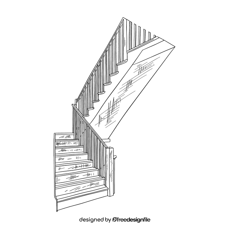 Staircase black and white clipart