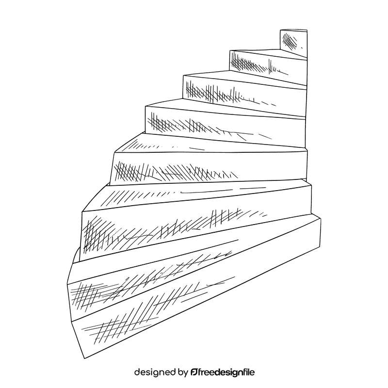 Staircase black and white clipart