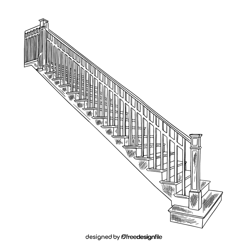 Staircase black and white clipart