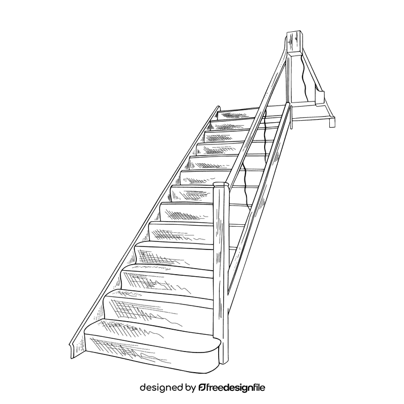 Staircase black and white clipart