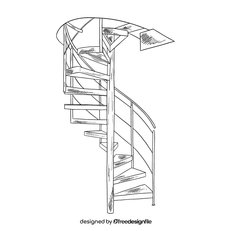 Staircase black and white clipart
