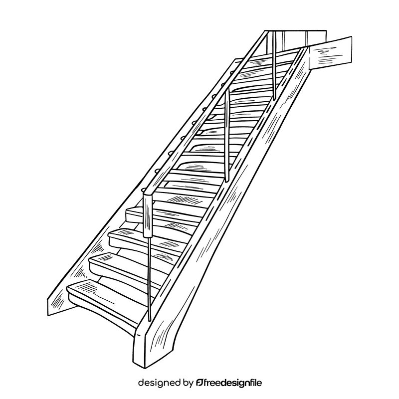 Staircase black and white clipart