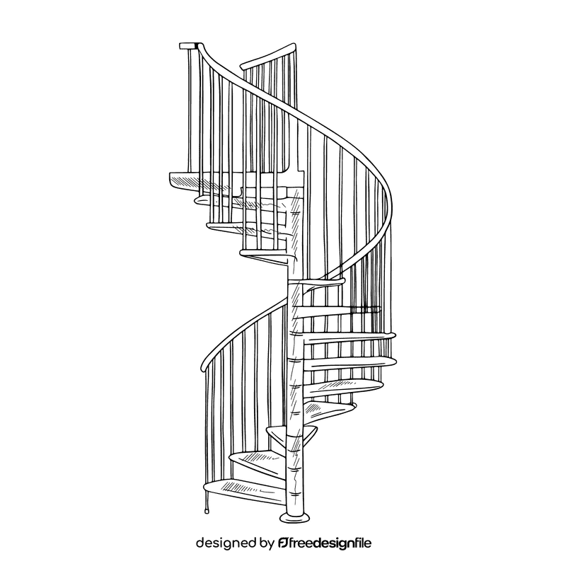 Staircase black and white clipart