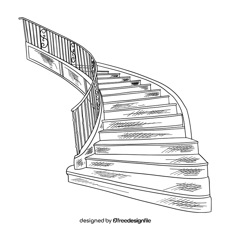 Staircase black and white clipart