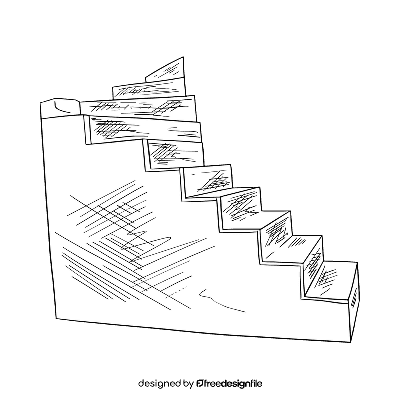 Staircase black and white clipart
