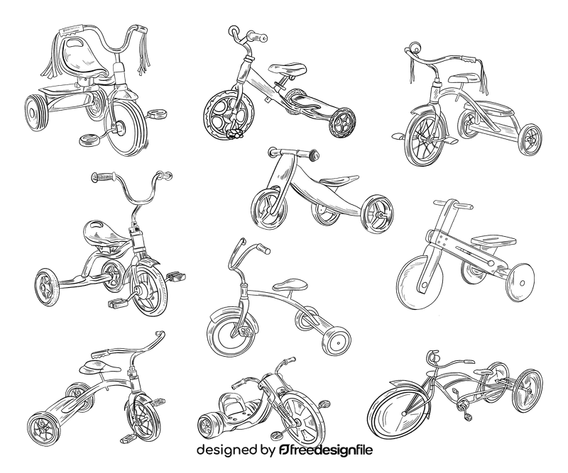 Tricycle black and white vector