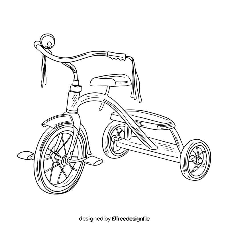 Tricycle black and white clipart