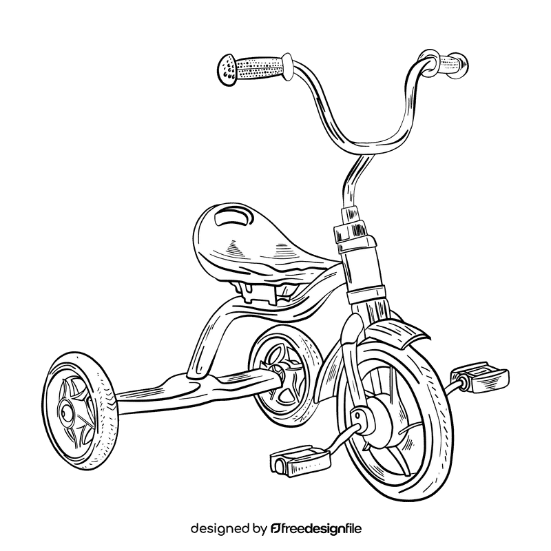 Tricycle black and white clipart