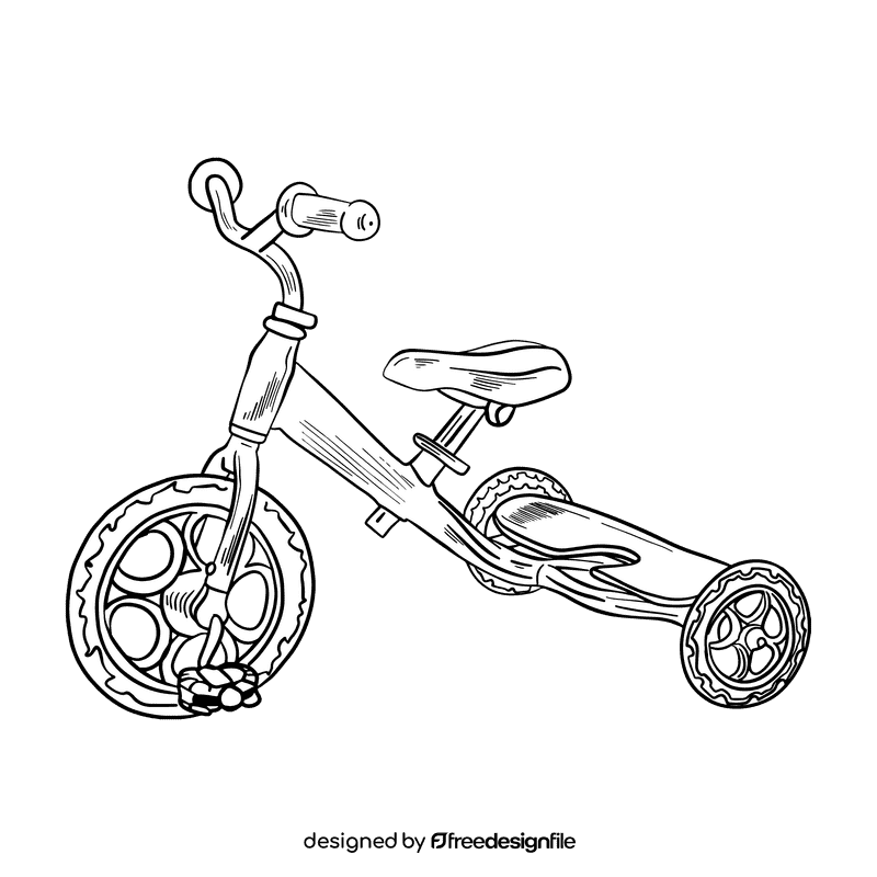 Tricycle black and white clipart