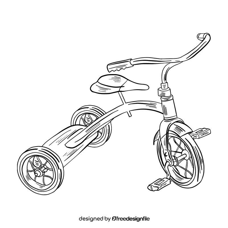 Tricycle black and white clipart
