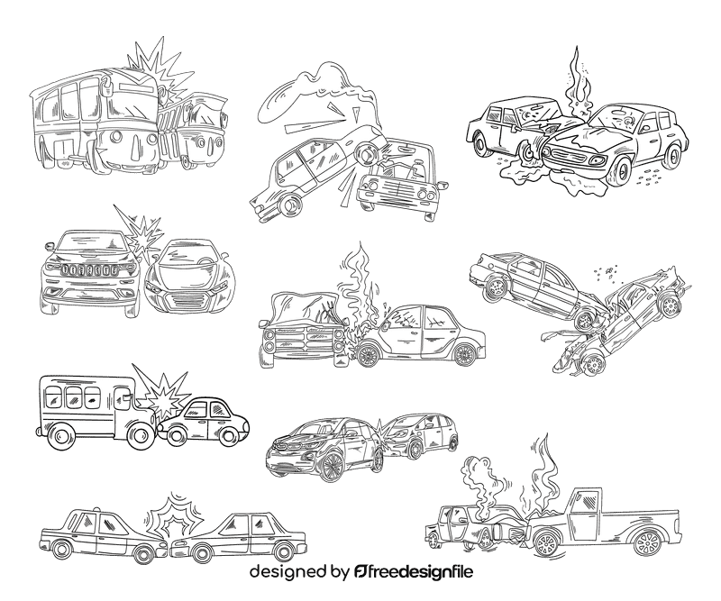 Car crash black and white vector