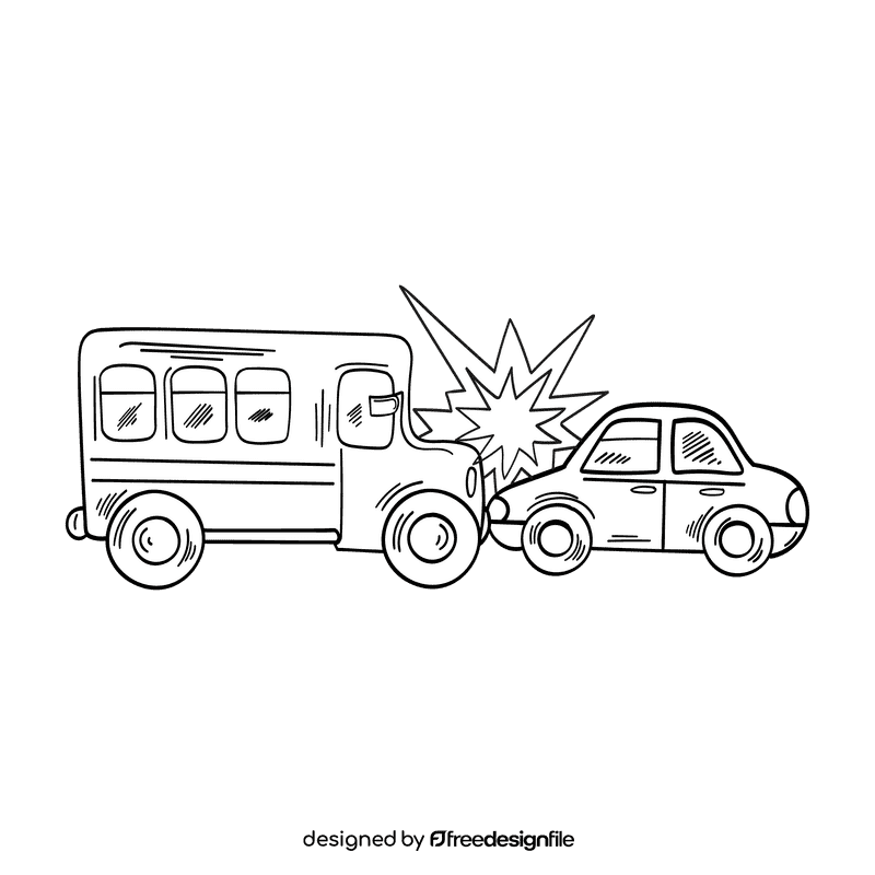 Car crash black and white clipart