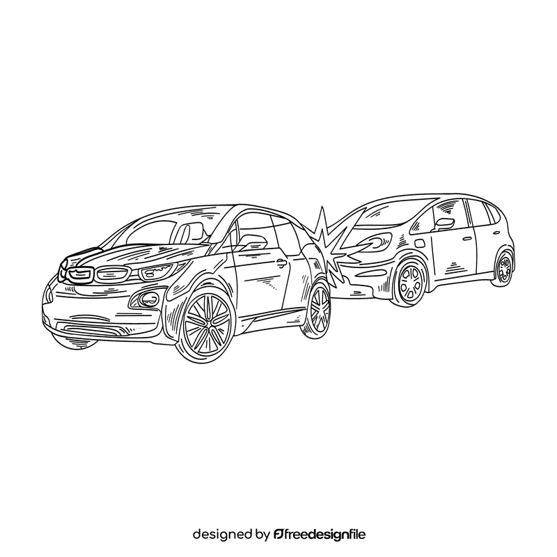 Car crash black and white clipart