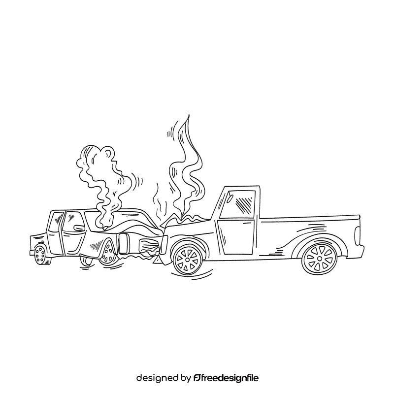 Car crash black and white clipart