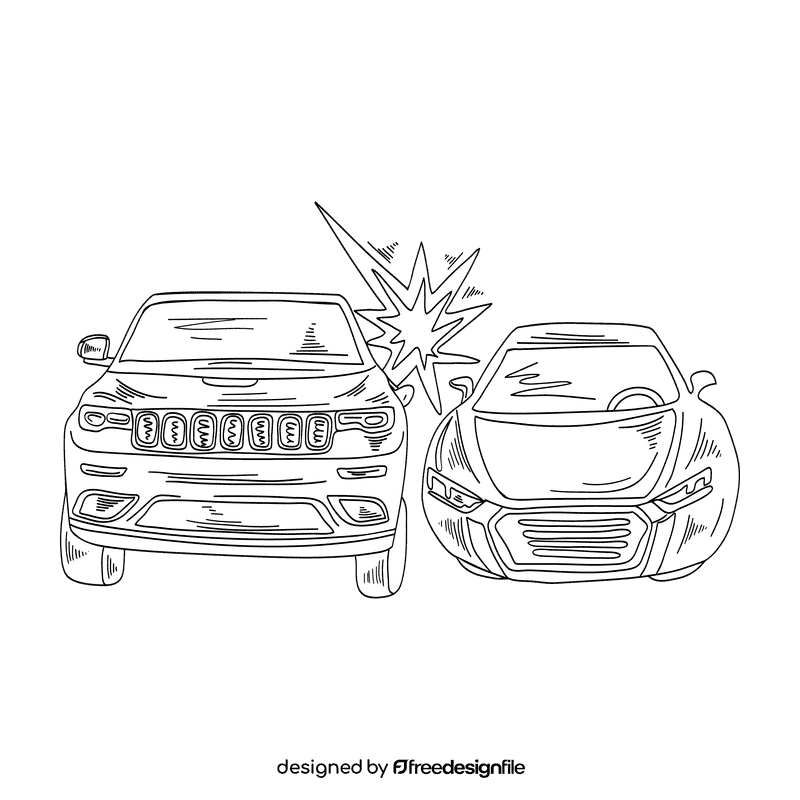 Car crash black and white clipart