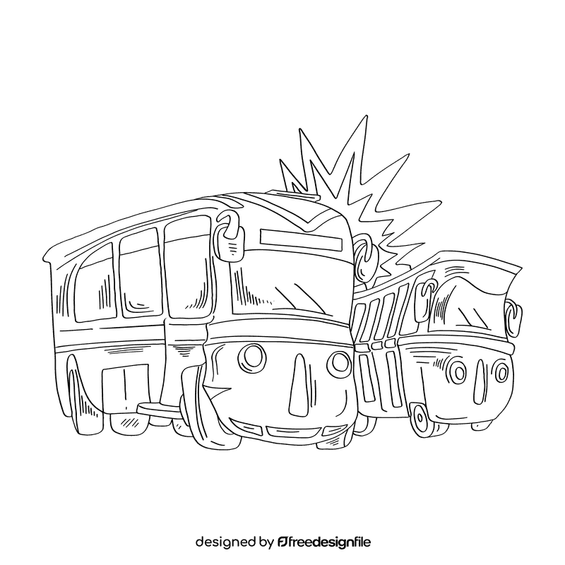 Car crash black and white clipart