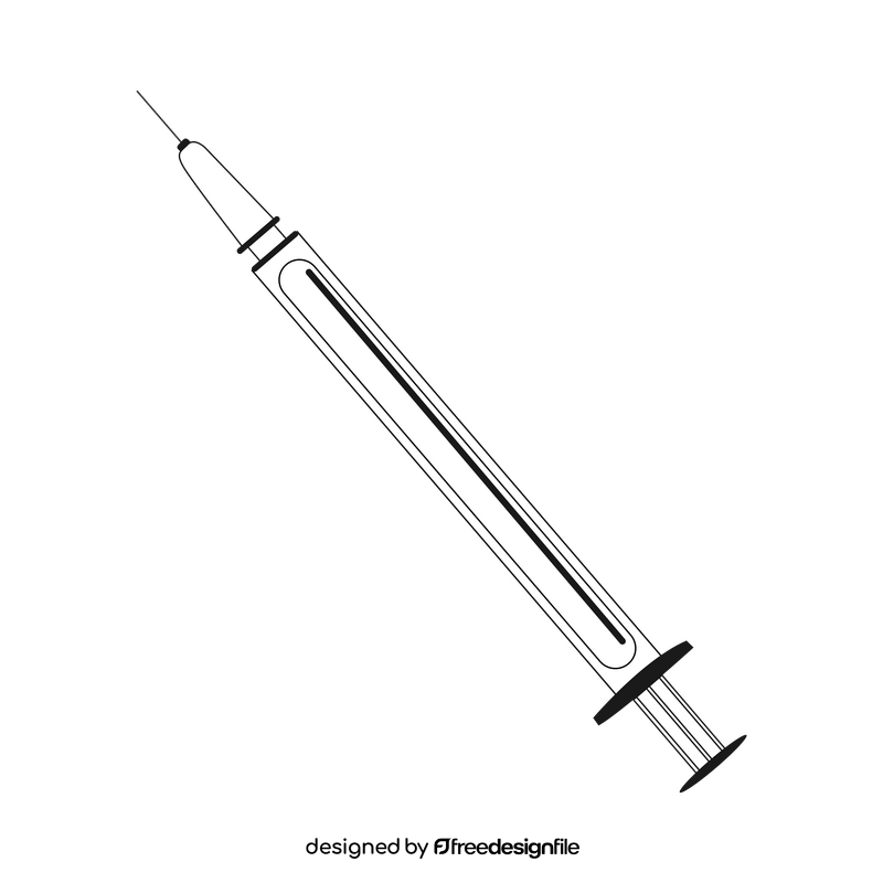 Syringe drawing black and white clipart