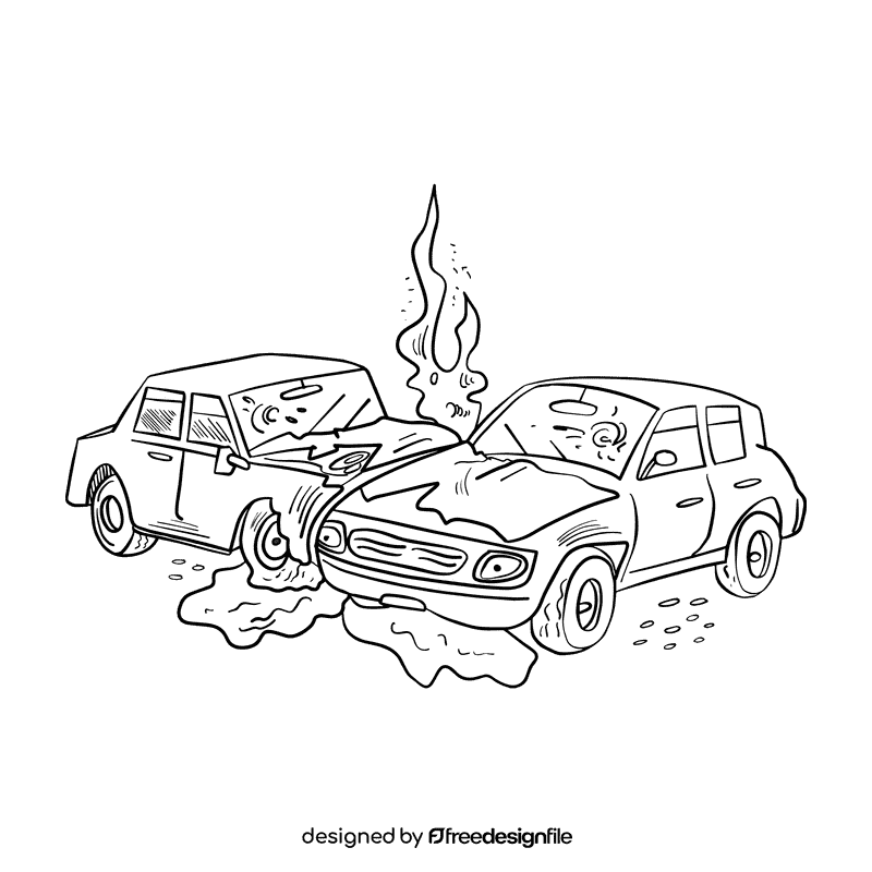 Car crash black and white clipart