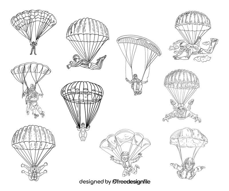 Parachute black and white vector