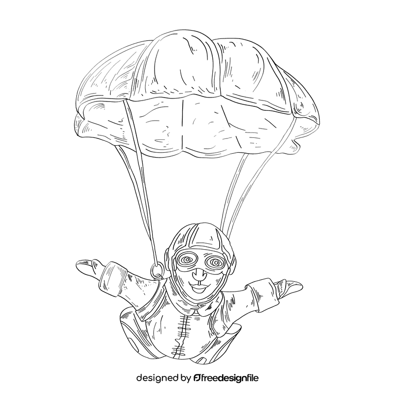 Parachute black and white clipart