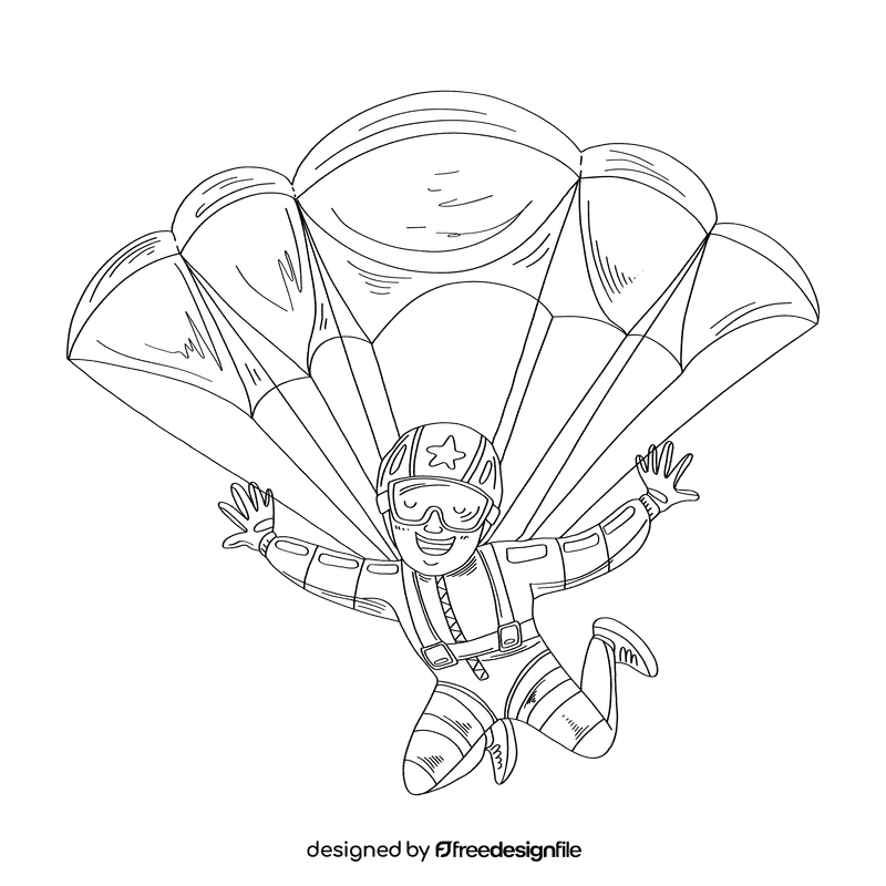 Parachute black and white clipart