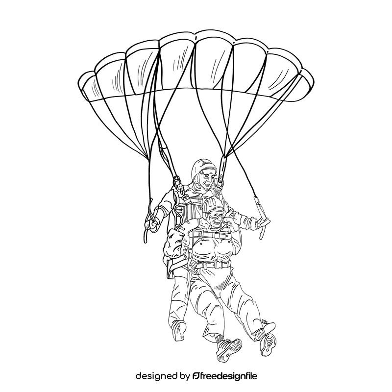 Parachute black and white clipart
