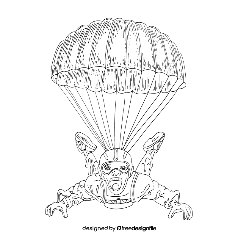 Parachute black and white clipart