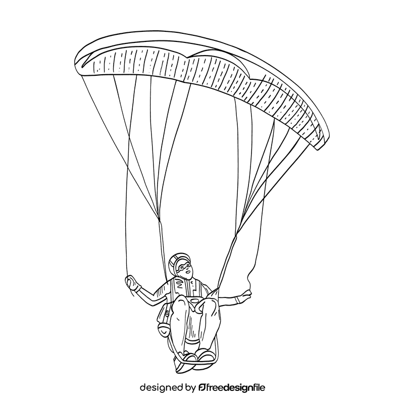 Parachute black and white clipart