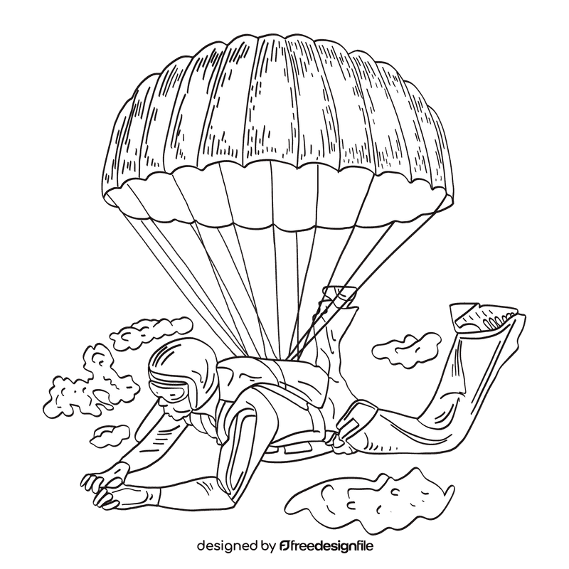 Parachute black and white clipart