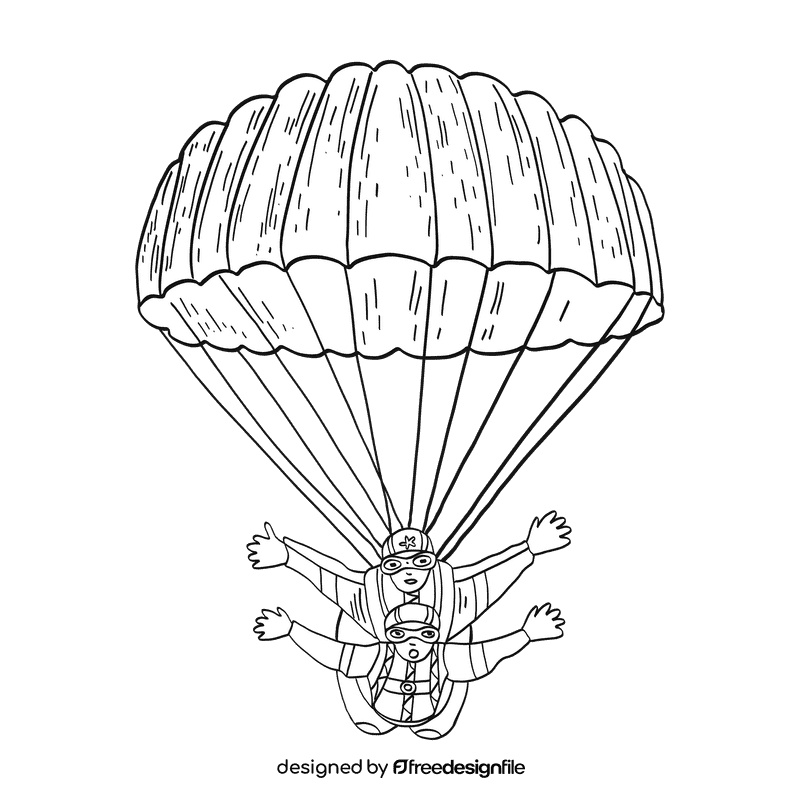 Parachute black and white clipart