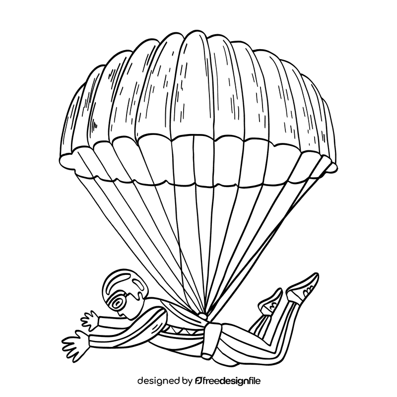 Parachute black and white clipart