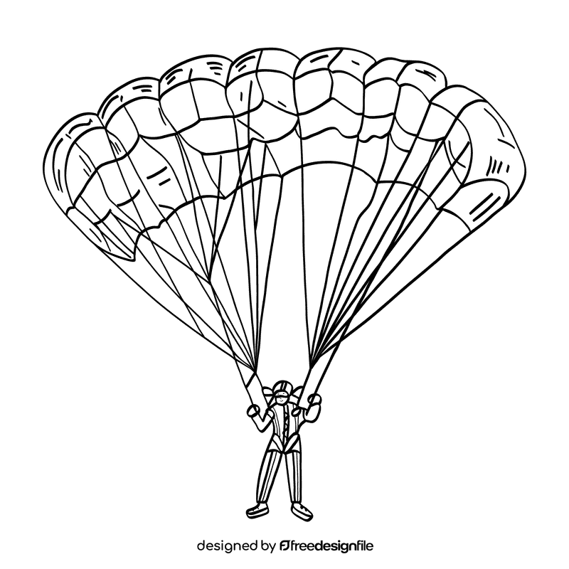 Parachute black and white clipart