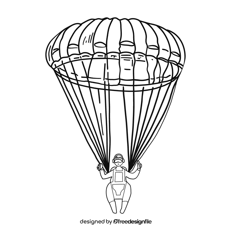 Parachute black and white clipart