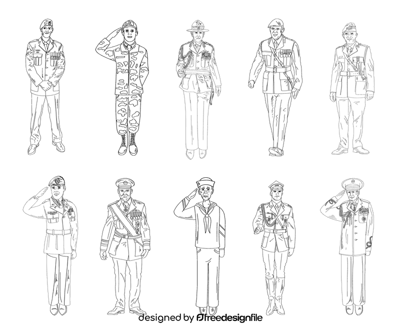 Veteran black and white vector