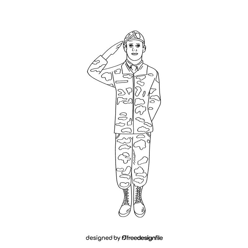 Veteran black and white clipart