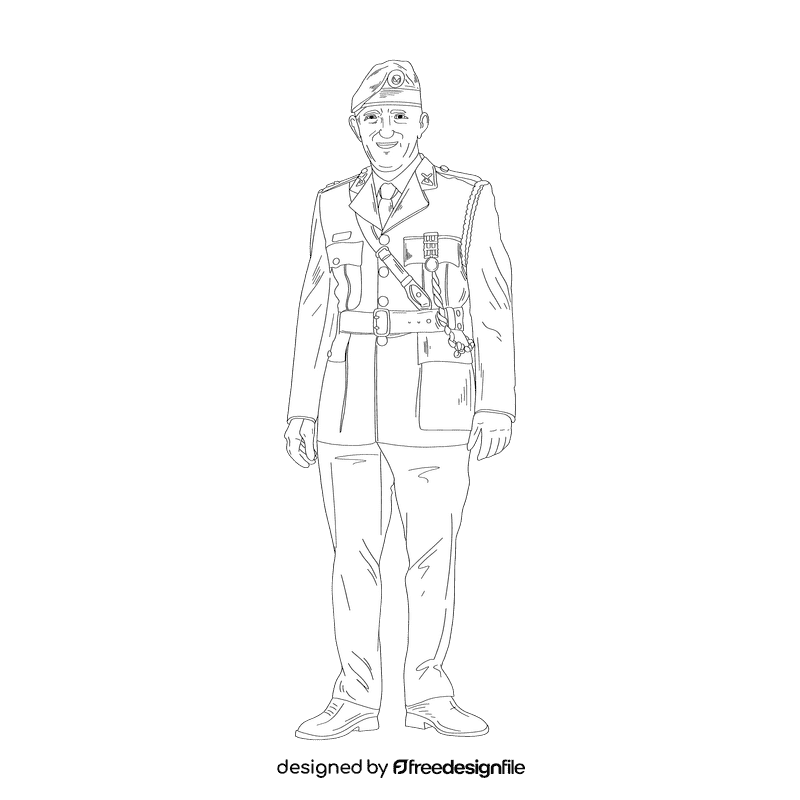 Veteran black and white clipart
