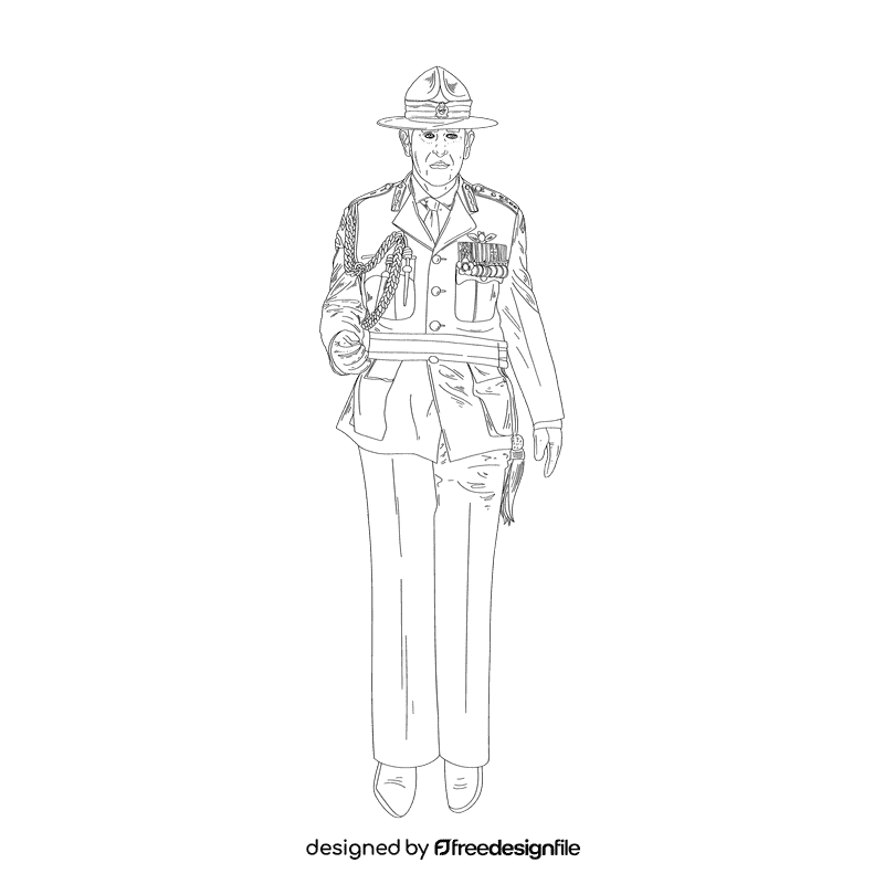 Veteran black and white clipart