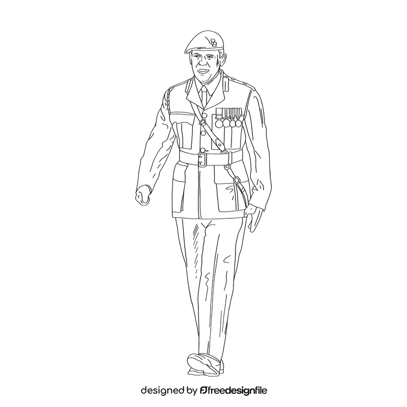 Veteran black and white clipart
