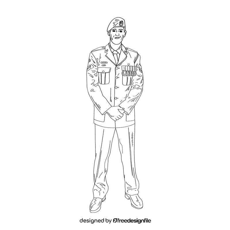 Veteran black and white clipart