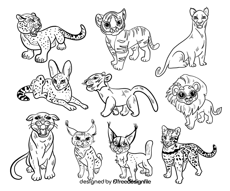 Wild cat black and white vector