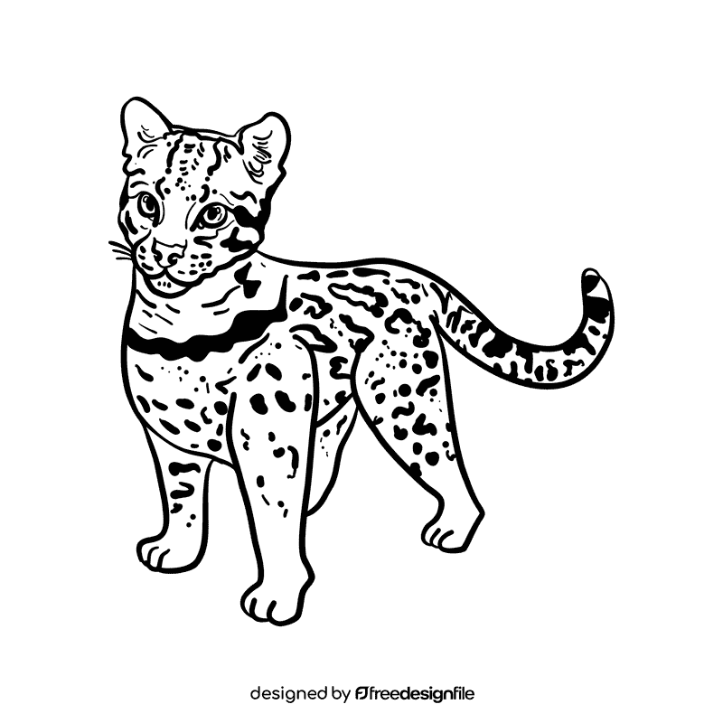 Cheetah black and white clipart