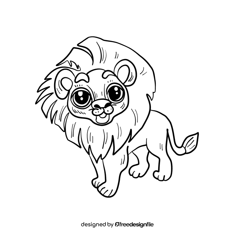 Lion black and white clipart