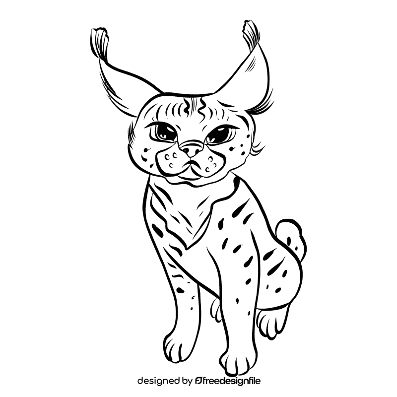 Lynx black and white clipart