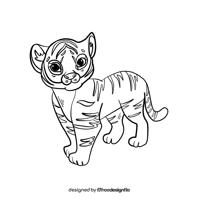 Tiger black and white clipart