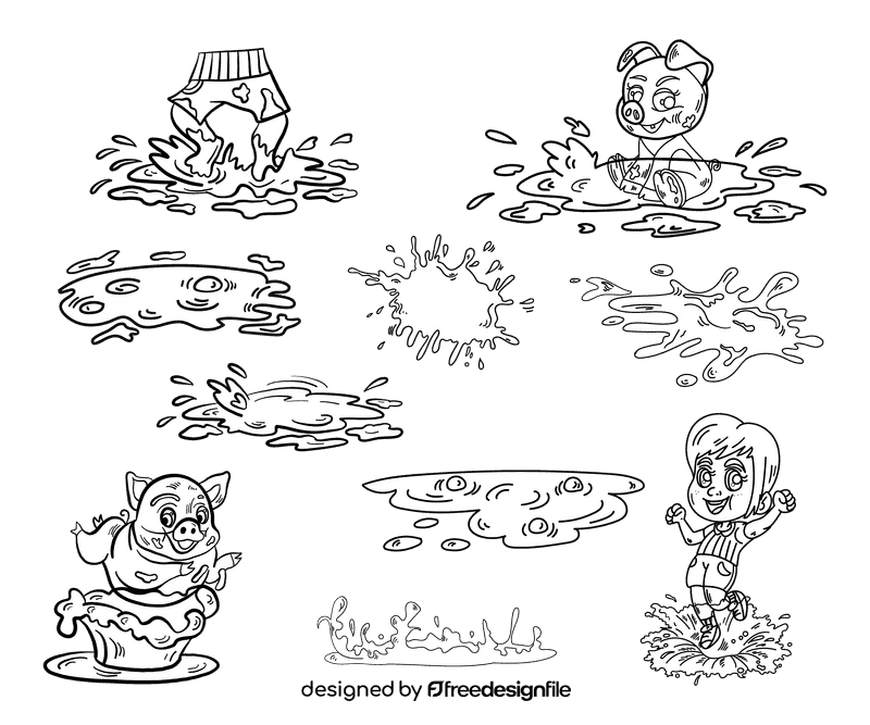 Mud black and white vector